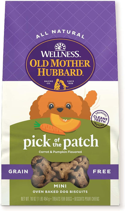 Wellness Old Mother Hubbard Classic Just Vegg'n Dog Biscuits, Natural Training Treats, Sweet Potato, Oats, Apple and Carrot Flavor, Mini Size, 20 oz Bag