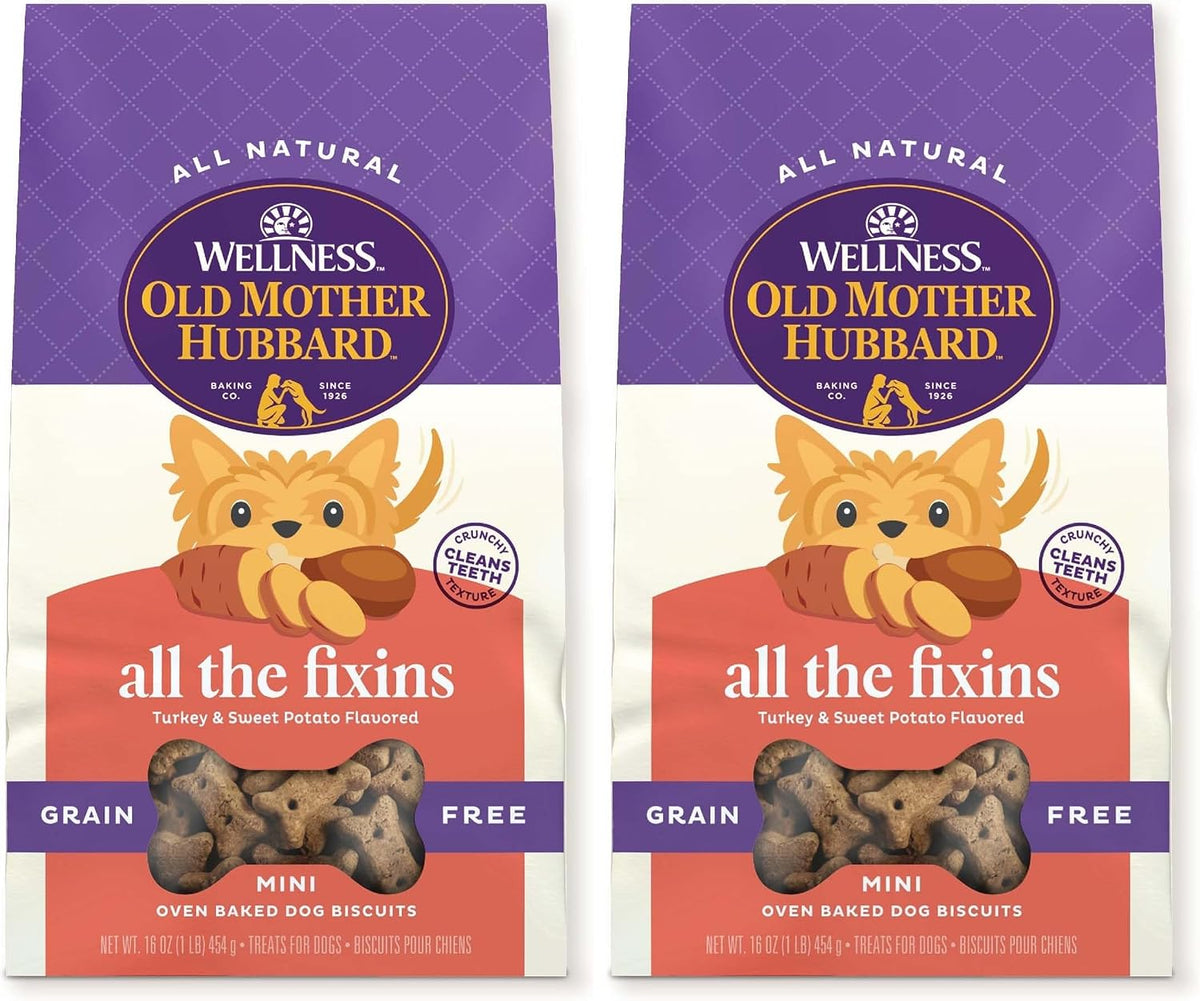 Wellness Old Mother Hubbard Classic Just Vegg'n Dog Biscuits, Natural Training Treats, Sweet Potato, Oats, Apple and Carrot Flavor, Mini Size, 20 oz Bag