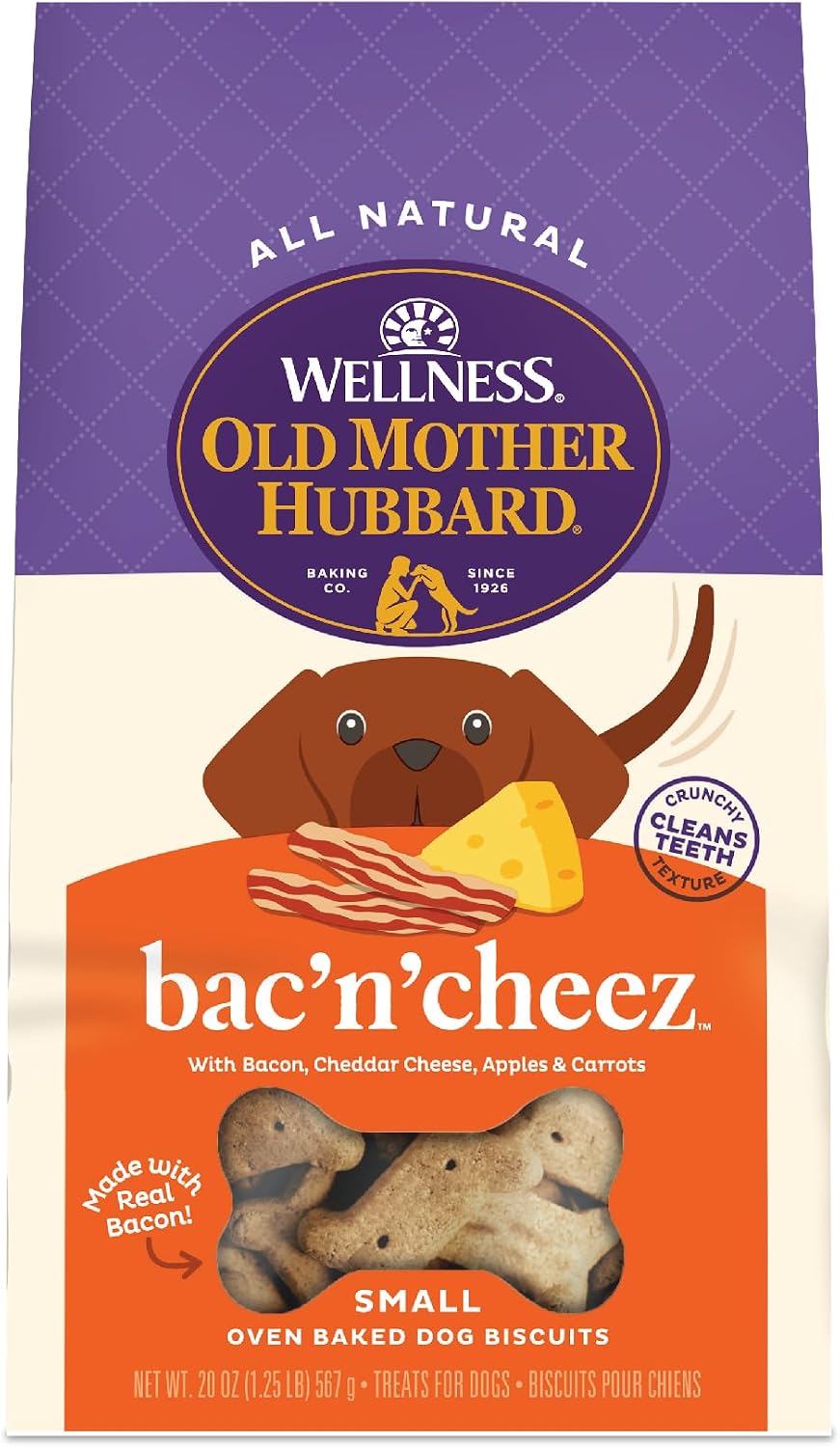 Wellness Old Mother Hubbard Classic Just Vegg'n Dog Biscuits, Natural Training Treats, Sweet Potato, Oats, Apple and Carrot Flavor, Mini Size, 20 oz Bag