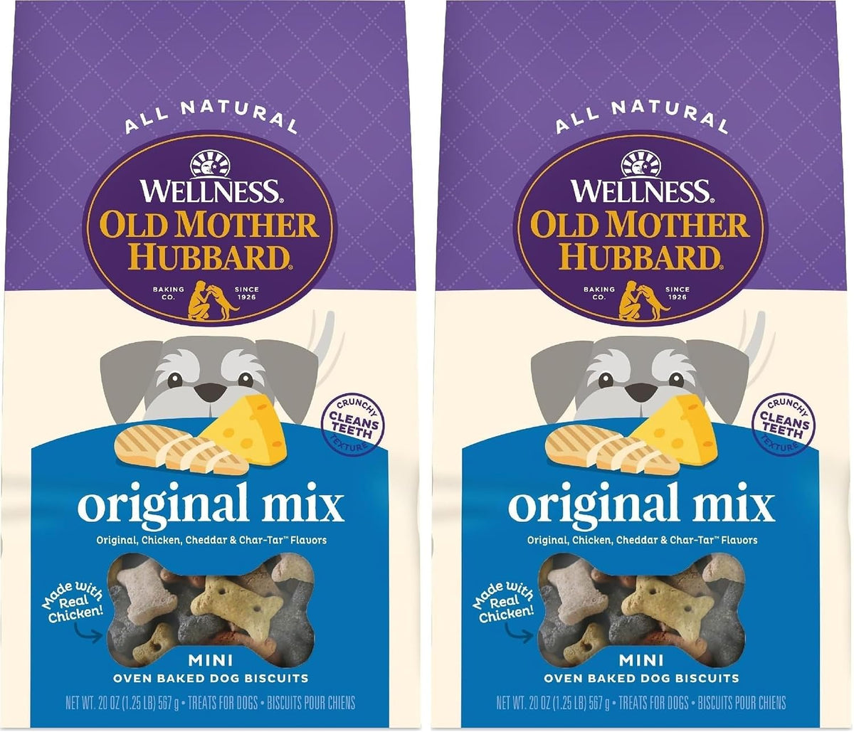 Wellness Old Mother Hubbard Classic Just Vegg'n Dog Biscuits, Natural Training Treats, Sweet Potato, Oats, Apple and Carrot Flavor, Mini Size, 20 oz Bag