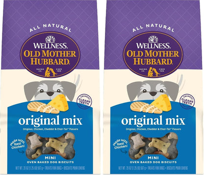 Wellness Old Mother Hubbard Classic Just Vegg'n Dog Biscuits, Natural Training Treats, Sweet Potato, Oats, Apple and Carrot Flavor, Mini Size, 20 oz Bag