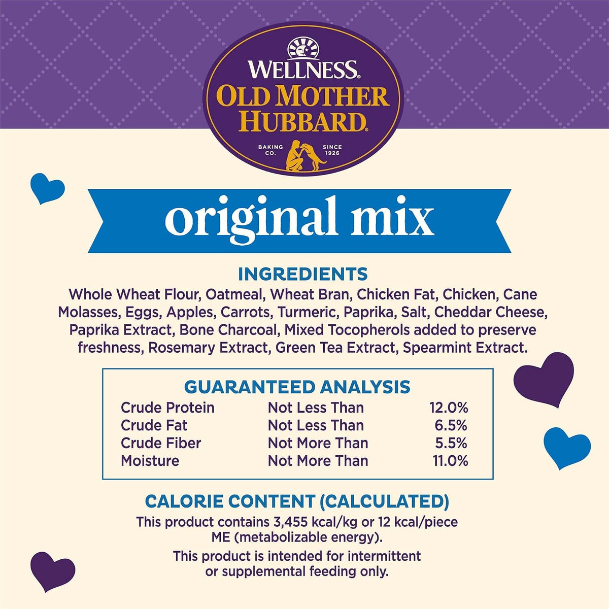 Wellness Old Mother Hubbard Classic Just Vegg'n Dog Biscuits, Natural Training Treats, Sweet Potato, Oats, Apple and Carrot Flavor, Mini Size, 20 oz Bag