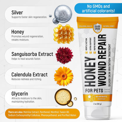 Wound Spray for Pets – Colloidal Silver Wound Care for Dogs & Cats – Helps with Skin Irritation, Hot Spots, Rashes, Scratching, Itch, Bites & Burns – Use a Dog Cone – 4 oz