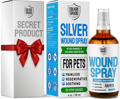 Wound Spray for Pets – Colloidal Silver Wound Care for Dogs & Cats – Helps with Skin Irritation, Hot Spots, Rashes, Scratching, Itch, Bites & Burns – Use a Dog Cone – 4 oz