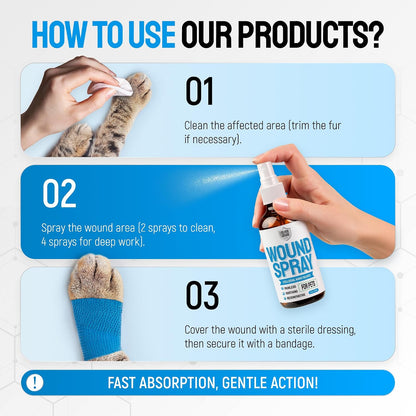 Wound Spray for Pets – Colloidal Silver Wound Care for Dogs & Cats – Helps with Skin Irritation, Hot Spots, Rashes, Scratching, Itch, Bites & Burns – Use a Dog Cone – 4 oz