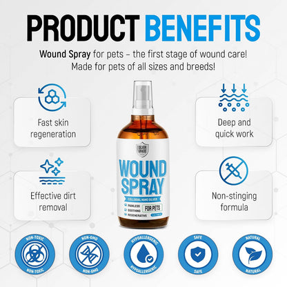 Wound Spray for Pets – Colloidal Silver Wound Care for Dogs & Cats – Helps with Skin Irritation, Hot Spots, Rashes, Scratching, Itch, Bites & Burns – Use a Dog Cone – 4 oz