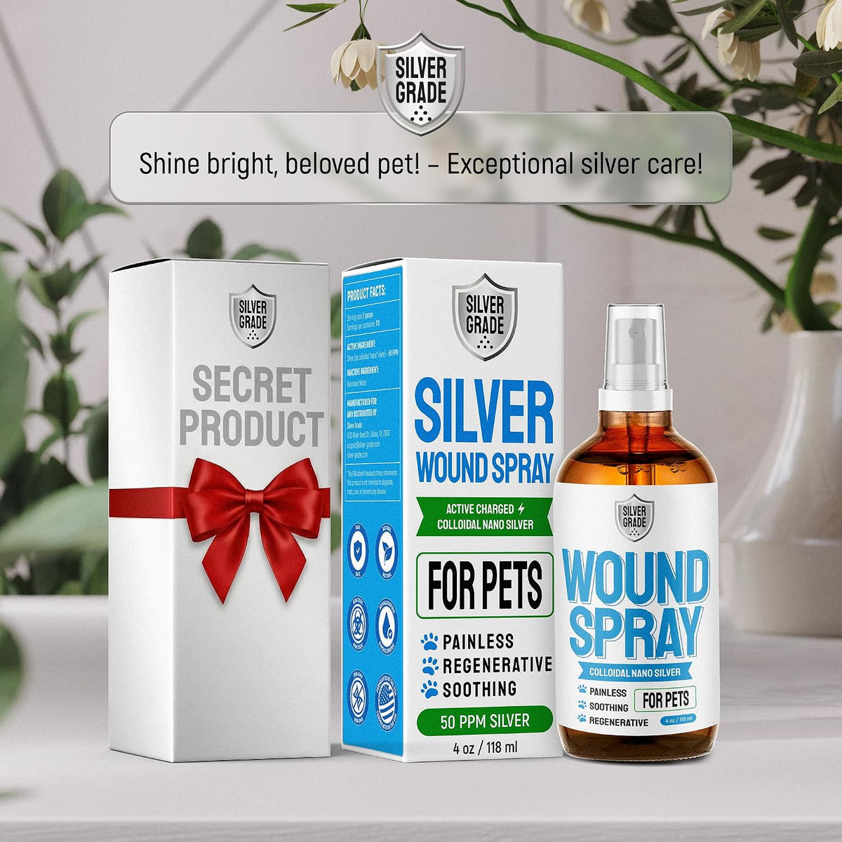 Wound Spray for Pets – Colloidal Silver Wound Care for Dogs & Cats – Helps with Skin Irritation, Hot Spots, Rashes, Scratching, Itch, Bites & Burns – Use a Dog Cone – 4 oz