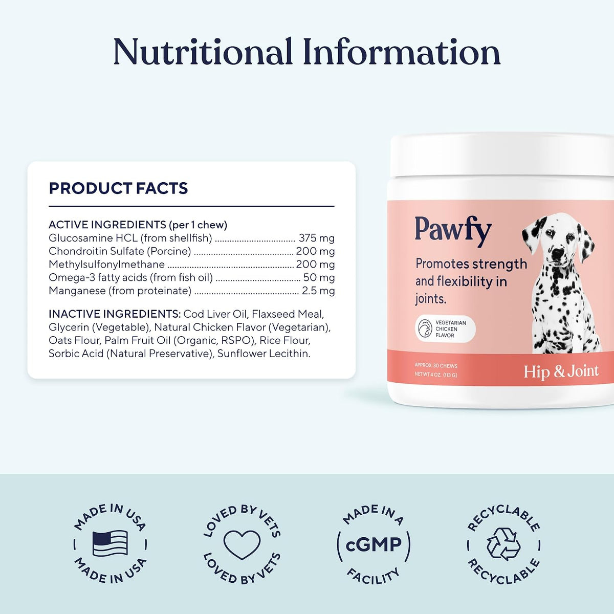 Hip & Joint Supplement for Dogs - Glucosamine Chondroitin & MSM