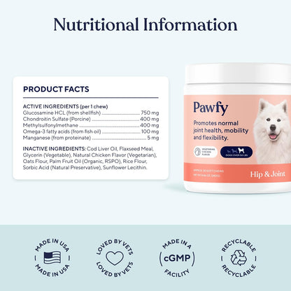 Hip & Joint Supplement for Dogs - Glucosamine Chondroitin & MSM