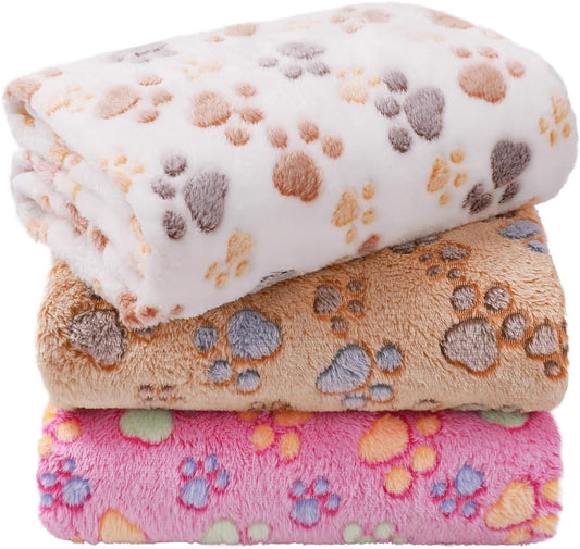 Dog Blankets 3-Pack, Super Soft Fluffy Fleece Pet Throw Warm
