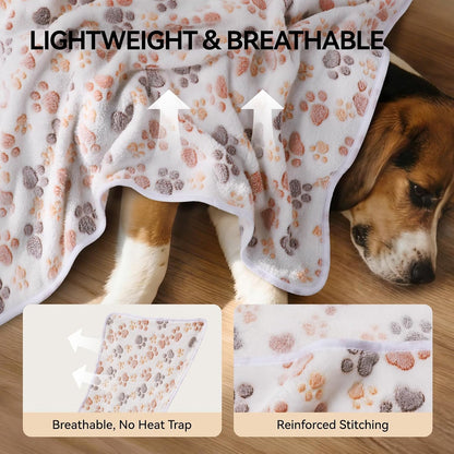 Dog Blankets 3-Pack, Super Soft Fluffy Fleece Pet Throw Warm