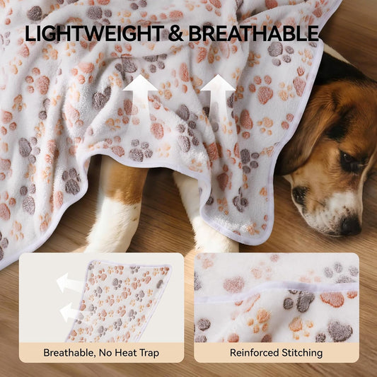 Dog Blankets 3-Pack, Super Soft Fluffy Fleece Pet Throw Warm