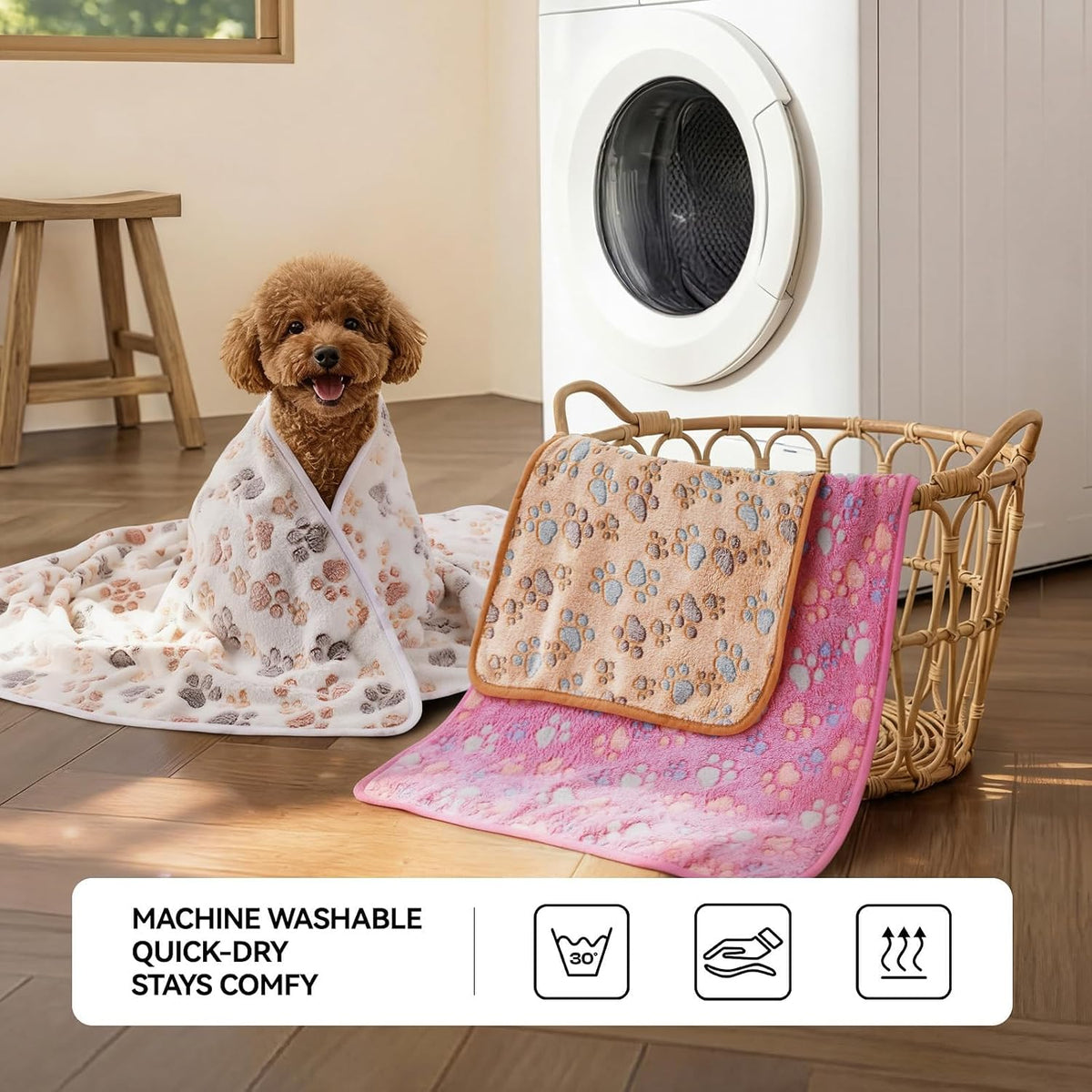 Dog Blankets 3-Pack, Super Soft Fluffy Fleece Pet Throw Warm