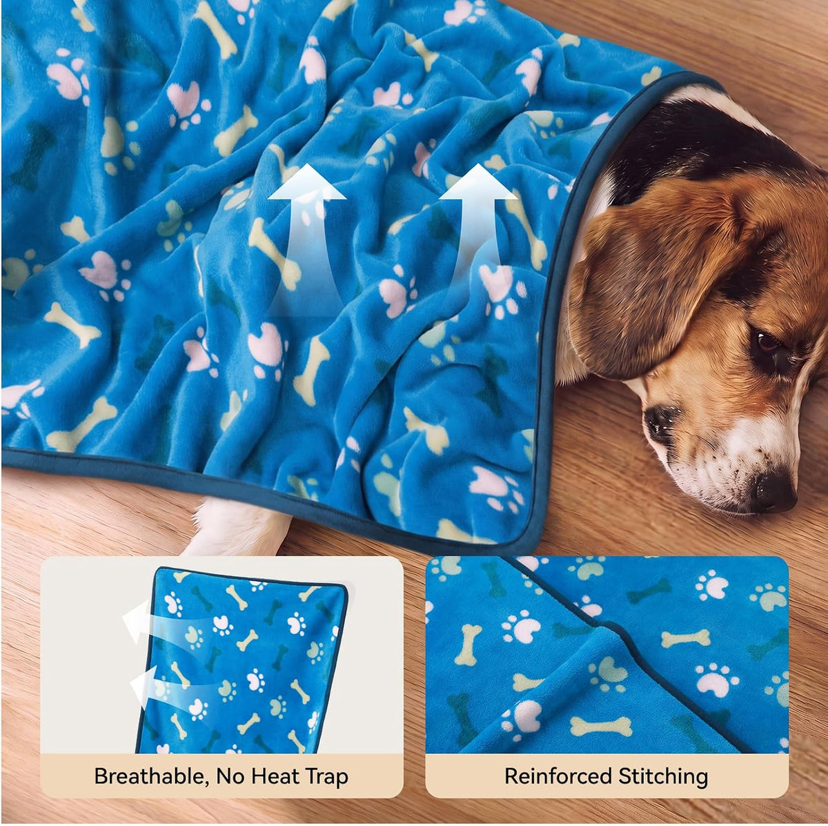 Dog Blankets 3-Pack, Super Soft Fluffy Fleece Pet Throw Warm