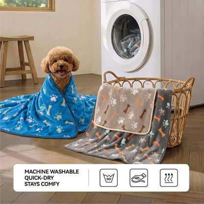 Dog Blankets 3-Pack, Super Soft Fluffy Fleece Pet Throw Warm
