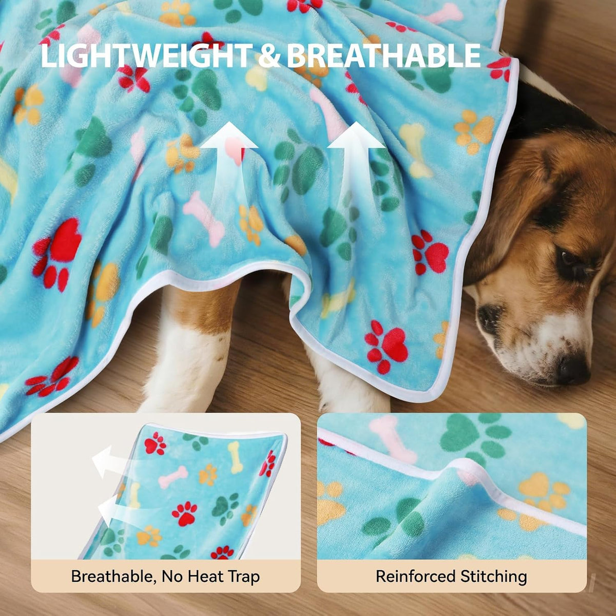 Dog Blankets 3-Pack, Super Soft Fluffy Fleece Pet Throw Warm