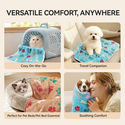 Dog Blankets 3-Pack, Super Soft Fluffy Fleece Pet Throw Warm