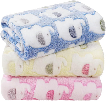 Dog Blankets 3-Pack, Super Soft Fluffy Fleece Pet Throw Warm