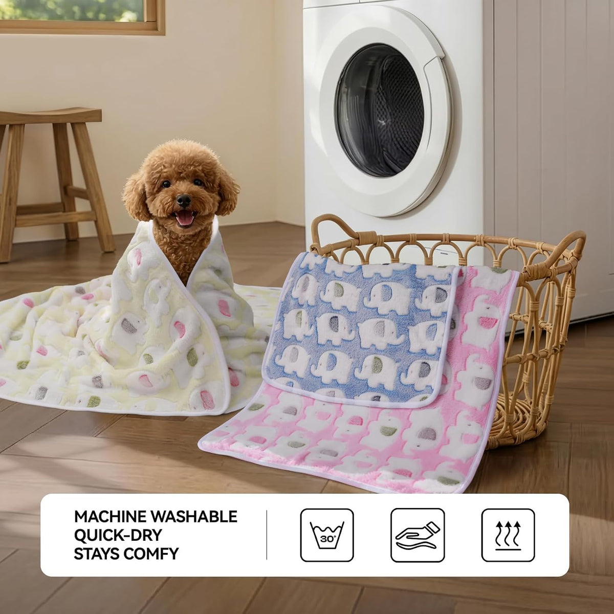 Dog Blankets 3-Pack, Super Soft Fluffy Fleece Pet Throw Warm