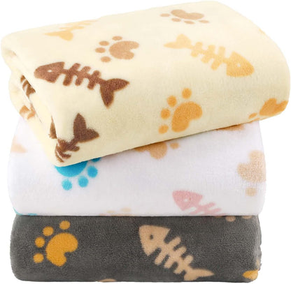 Dog Blankets 3-Pack, Super Soft Fluffy Fleece Pet Throw Warm