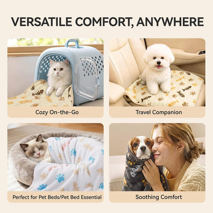 Dog Blankets 3-Pack, Super Soft Fluffy Fleece Pet Throw Warm