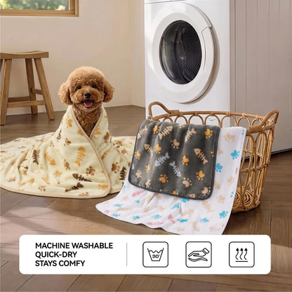 Dog Blankets 3-Pack, Super Soft Fluffy Fleece Pet Throw Warm