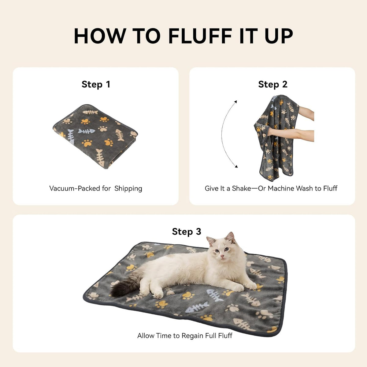 Dog Blankets 3-Pack, Super Soft Fluffy Fleece Pet Throw Warm