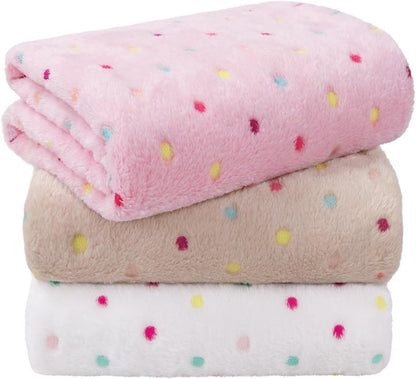 Dog Blankets 3-Pack, Super Soft Fluffy Fleece Pet Throw Warm