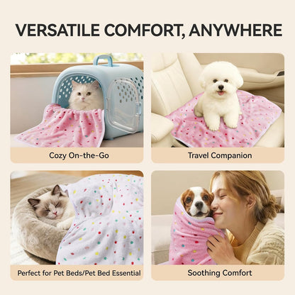Dog Blankets 3-Pack, Super Soft Fluffy Fleece Pet Throw Warm