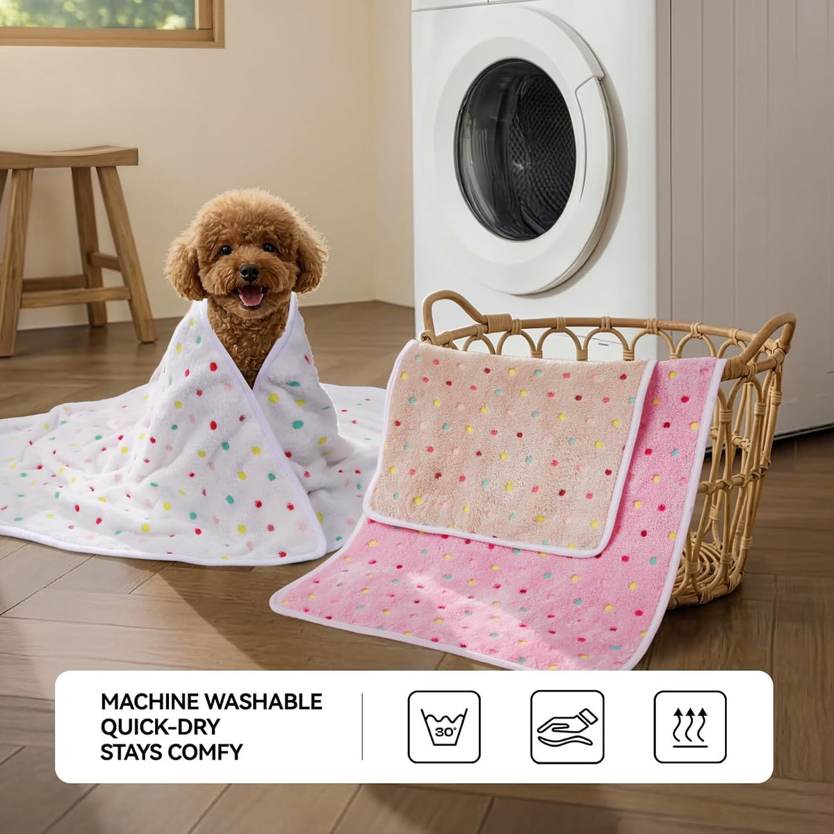 Dog Blankets 3-Pack, Super Soft Fluffy Fleece Pet Throw Warm