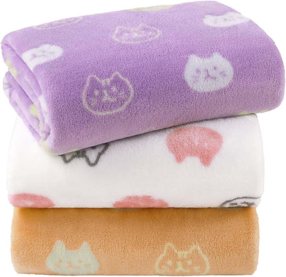 Dog Blankets 3-Pack, Super Soft Fluffy Fleece Pet Throw Warm