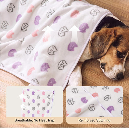 Dog Blankets 3-Pack, Super Soft Fluffy Fleece Pet Throw Warm