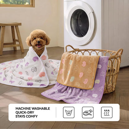 Dog Blankets 3-Pack, Super Soft Fluffy Fleece Pet Throw Warm