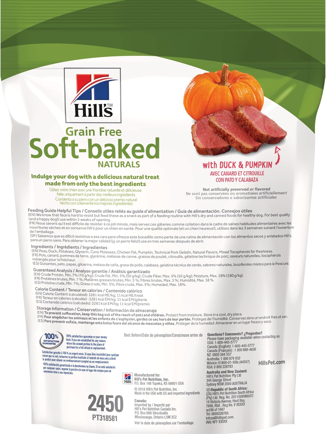 Grain Free Soft-Baked Naturals Dog Treats, Duck & Pumpkin