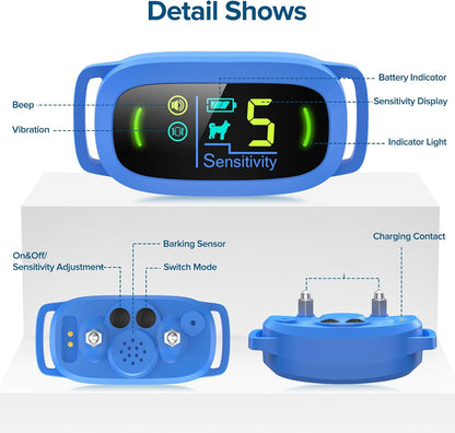 Dog Bark Collar, Rechargeable Smart Collar, Anti Barking Training Collar with 5 Adjustable Sensitivity Beep Vibration, Bark Collar for Large Medium Small Dogs (Black)