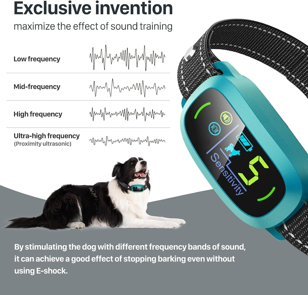Dog Bark Collar, Rechargeable Smart Collar, Anti Barking Training Collar with 5 Adjustable Sensitivity Beep Vibration, Bark Collar for Large Medium Small Dogs (Black)