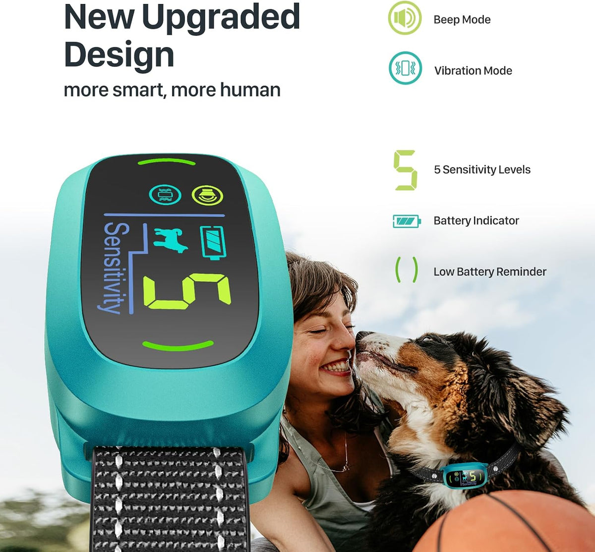 Dog Bark Collar, Rechargeable Smart Collar, Anti Barking Training Collar with 5 Adjustable Sensitivity Beep Vibration, Bark Collar for Large Medium Small Dogs (Black)