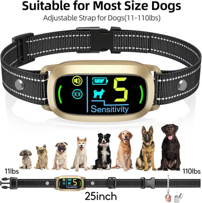 Dog Bark Collar, Rechargeable Smart Collar, Anti Barking Training Collar with 5 Adjustable Sensitivity Beep Vibration, Bark Collar for Large Medium Small Dogs (Black)
