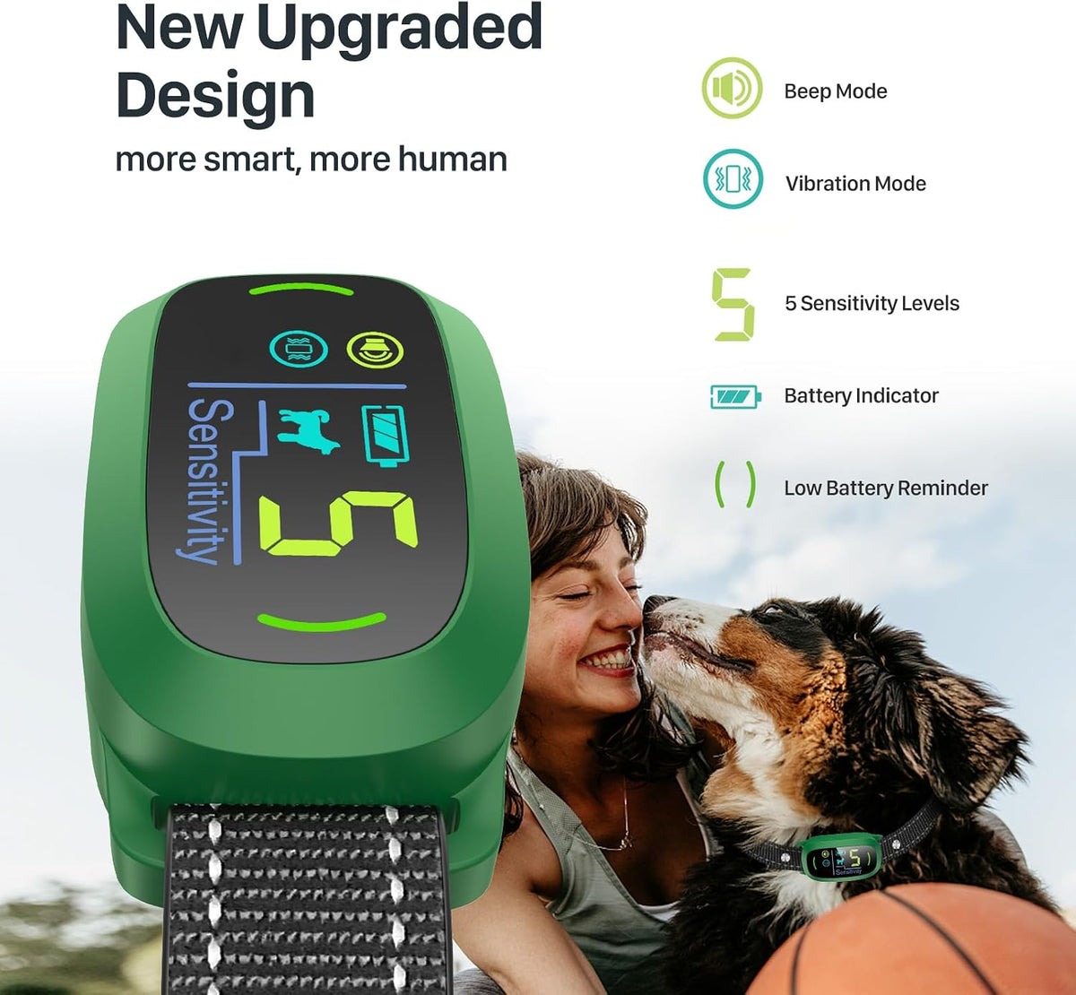Dog Bark Collar, Rechargeable Smart Collar, Anti Barking Training Collar with 5 Adjustable Sensitivity Beep Vibration, Bark Collar for Large Medium Small Dogs (Black)