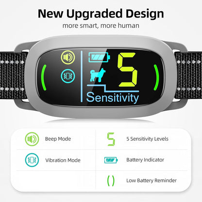 Dog Bark Collar, Rechargeable Smart Collar, Anti Barking Training Collar with 5 Adjustable Sensitivity Beep Vibration, Bark Collar for Large Medium Small Dogs (Black)