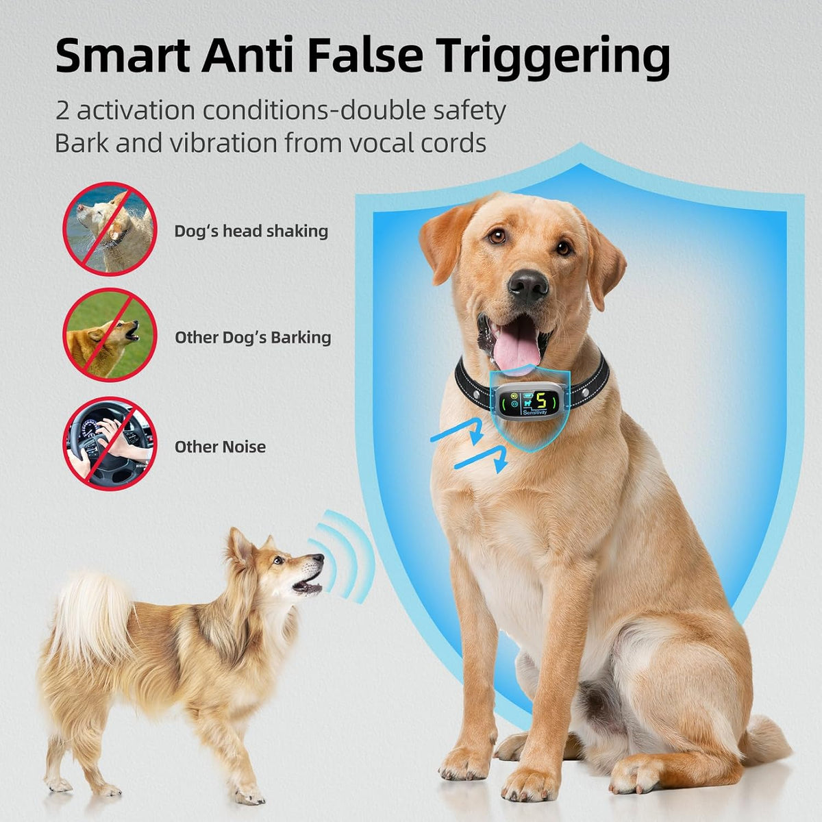 Dog Bark Collar, Rechargeable Smart Collar, Anti Barking Training Collar with 5 Adjustable Sensitivity Beep Vibration, Bark Collar for Large Medium Small Dogs (Black)