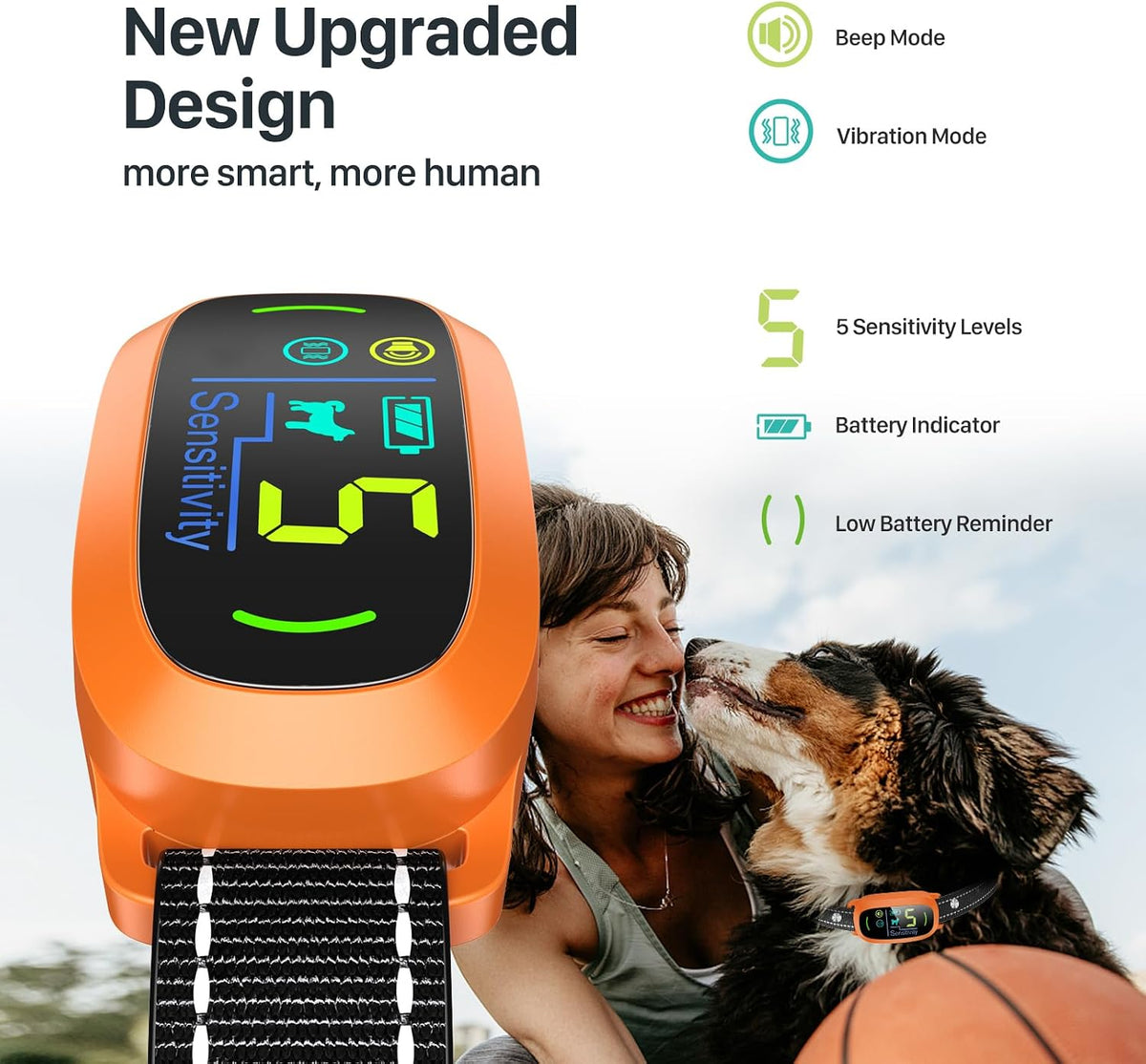 Dog Bark Collar, Rechargeable Smart Collar, Anti Barking Training Collar with 5 Adjustable Sensitivity Beep Vibration, Bark Collar for Large Medium Small Dogs (Black)