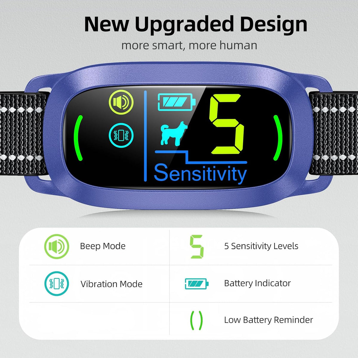 Dog Bark Collar, Rechargeable Smart Collar, Anti Barking Training Collar with 5 Adjustable Sensitivity Beep Vibration, Bark Collar for Large Medium Small Dogs (Black)