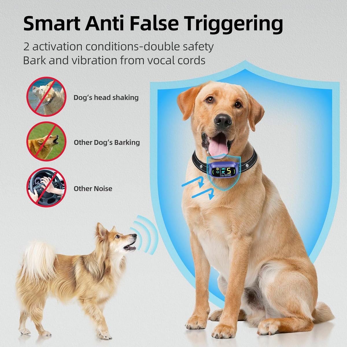 Dog Bark Collar, Rechargeable Smart Collar, Anti Barking Training Collar with 5 Adjustable Sensitivity Beep Vibration, Bark Collar for Large Medium Small Dogs (Black)