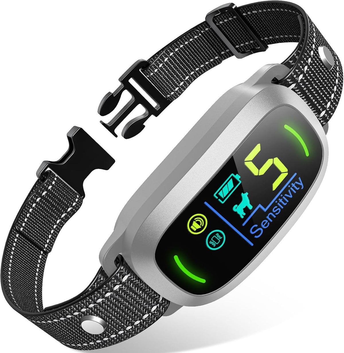 Dog Bark Collar, Rechargeable Smart Collar, Anti Barking Training Collar with 5 Adjustable Sensitivity Beep Vibration, Bark Collar for Large Medium Small Dogs (Black)