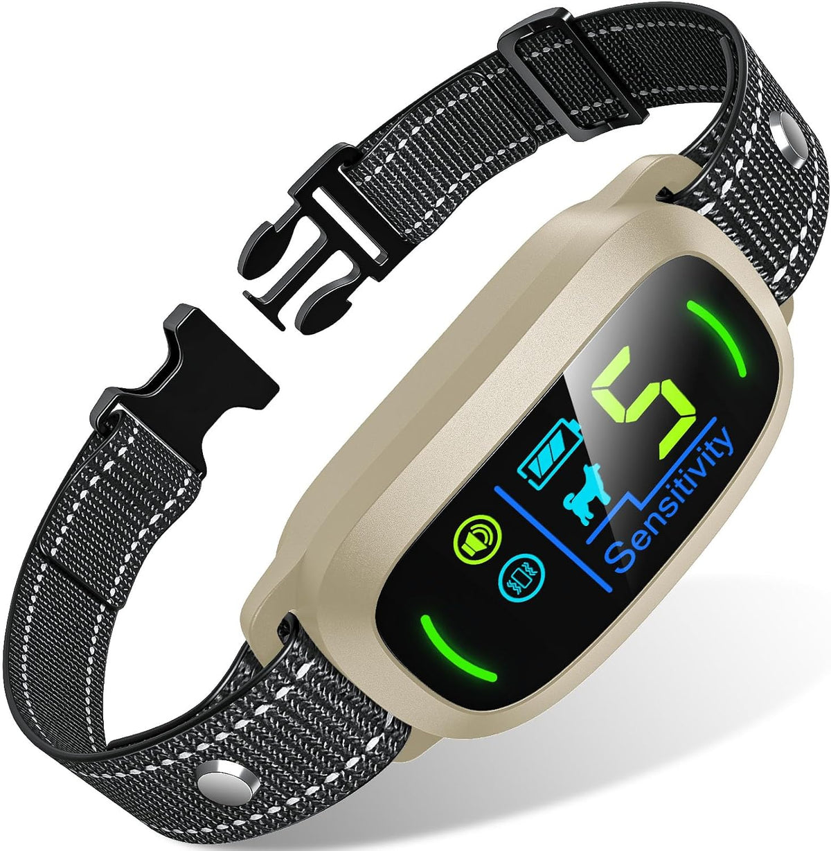 Dog Bark Collar, Rechargeable Smart Collar, Anti Barking Training Collar with 5 Adjustable Sensitivity Beep Vibration, Bark Collar for Large Medium Small Dogs (Black)