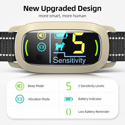 Dog Bark Collar, Rechargeable Smart Collar, Anti Barking Training Collar with 5 Adjustable Sensitivity Beep Vibration, Bark Collar for Large Medium Small Dogs (Black)