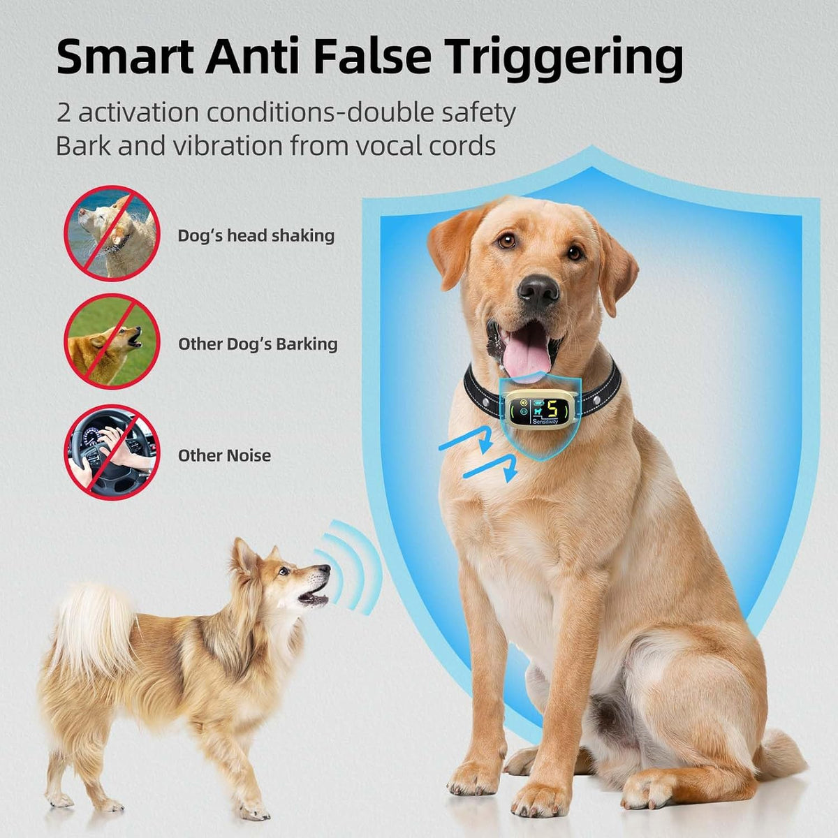 Dog Bark Collar, Rechargeable Smart Collar, Anti Barking Training Collar with 5 Adjustable Sensitivity Beep Vibration, Bark Collar for Large Medium Small Dogs (Black)