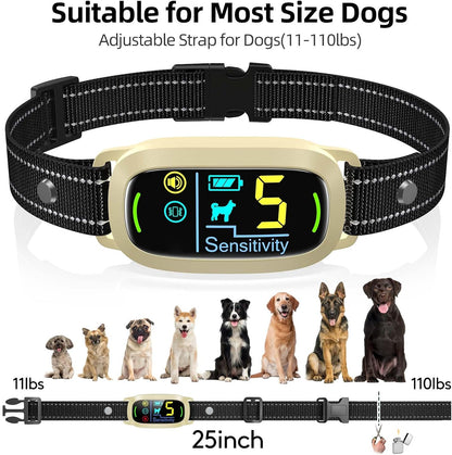 Dog Bark Collar, Rechargeable Smart Collar, Anti Barking Training Collar with 5 Adjustable Sensitivity Beep Vibration, Bark Collar for Large Medium Small Dogs (Black)