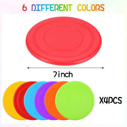 24pcs Pet Flying Disc 7 Inch Silicone Flying Disks Bulk for Dog Outdoor Backyard Lawn Sports, 6 Colors